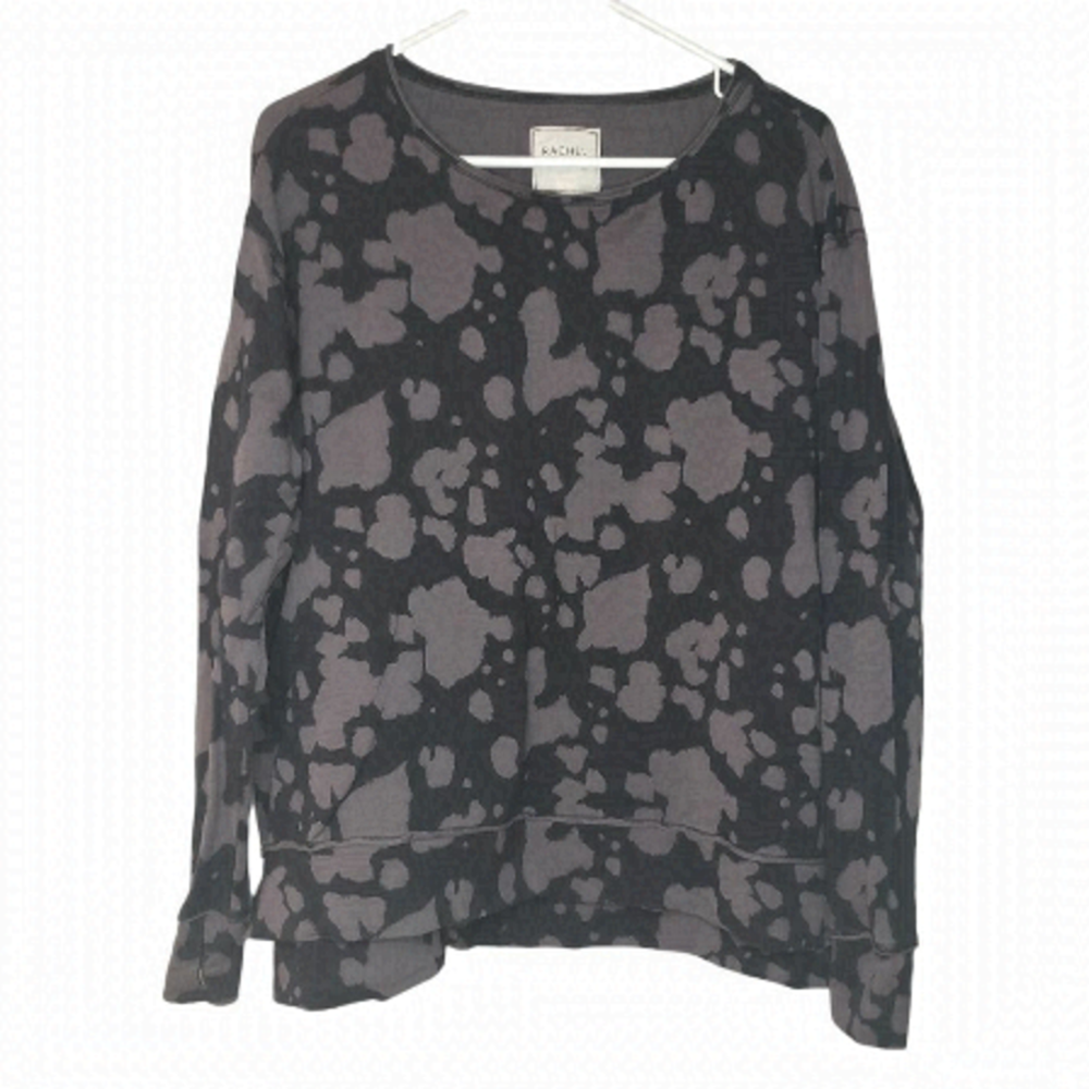 Rachel Hollis black grey spotted long sleeve top shirt small